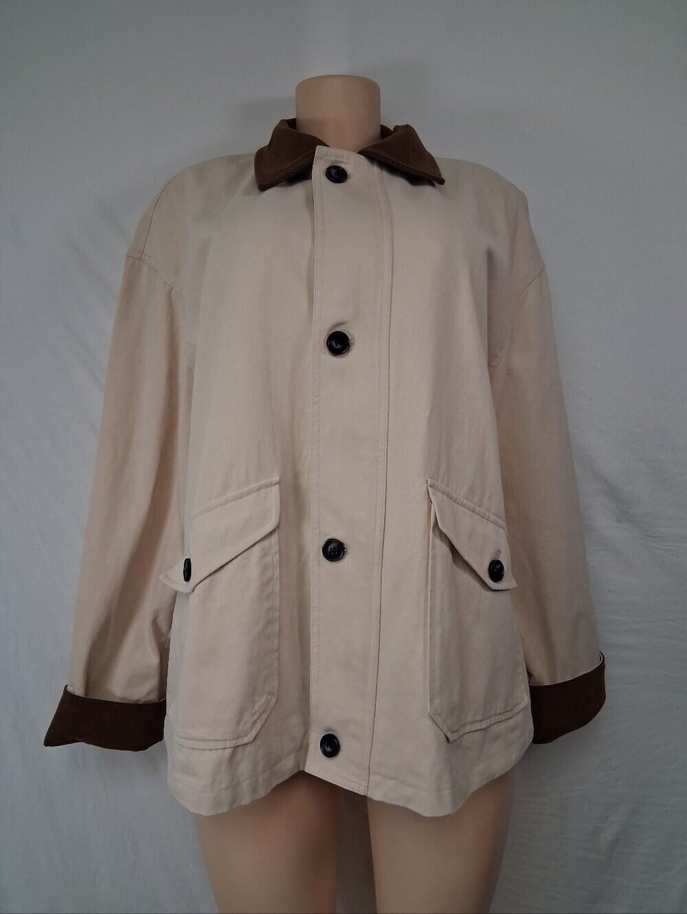ZESICA Cream Jacket with Brown Trim Size XL - Picture 4 of 16